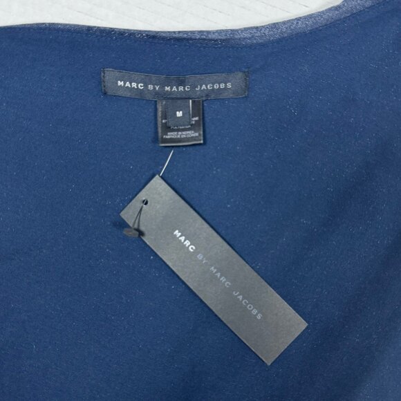 NWT Marc by Marc Jacobs Asymmetric Mini Dress Sz M Shimmer Blue Event Party - Picture 7 of 16